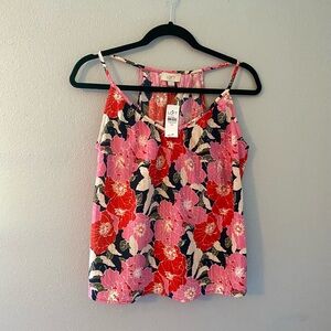 LOFT Red and Pink Floral Camisole